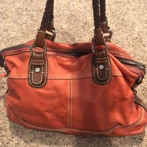 Fossil coral leather shoulder bag